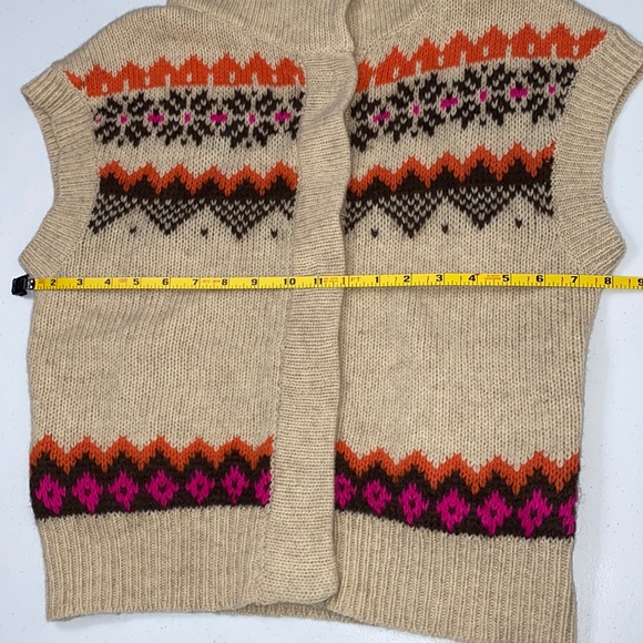 Free People Women’s Cream Chunky Knit Snap Up County Fall Vest Size Small - Picture 9 of 11